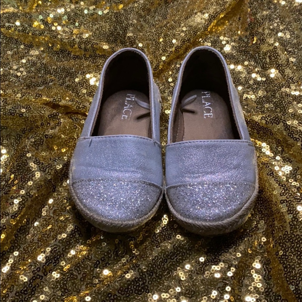 Silver glitter flats